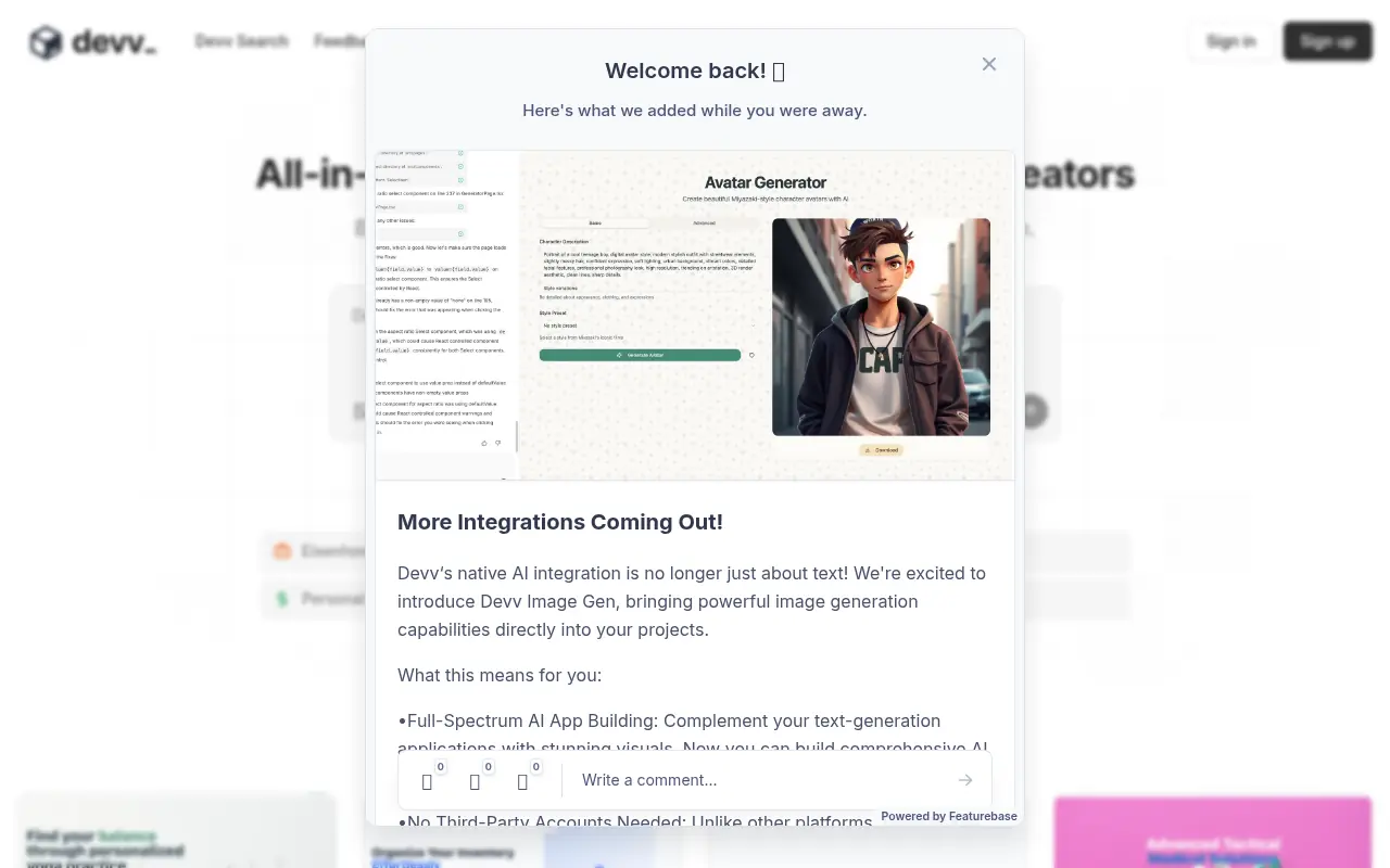 Devv screenshot