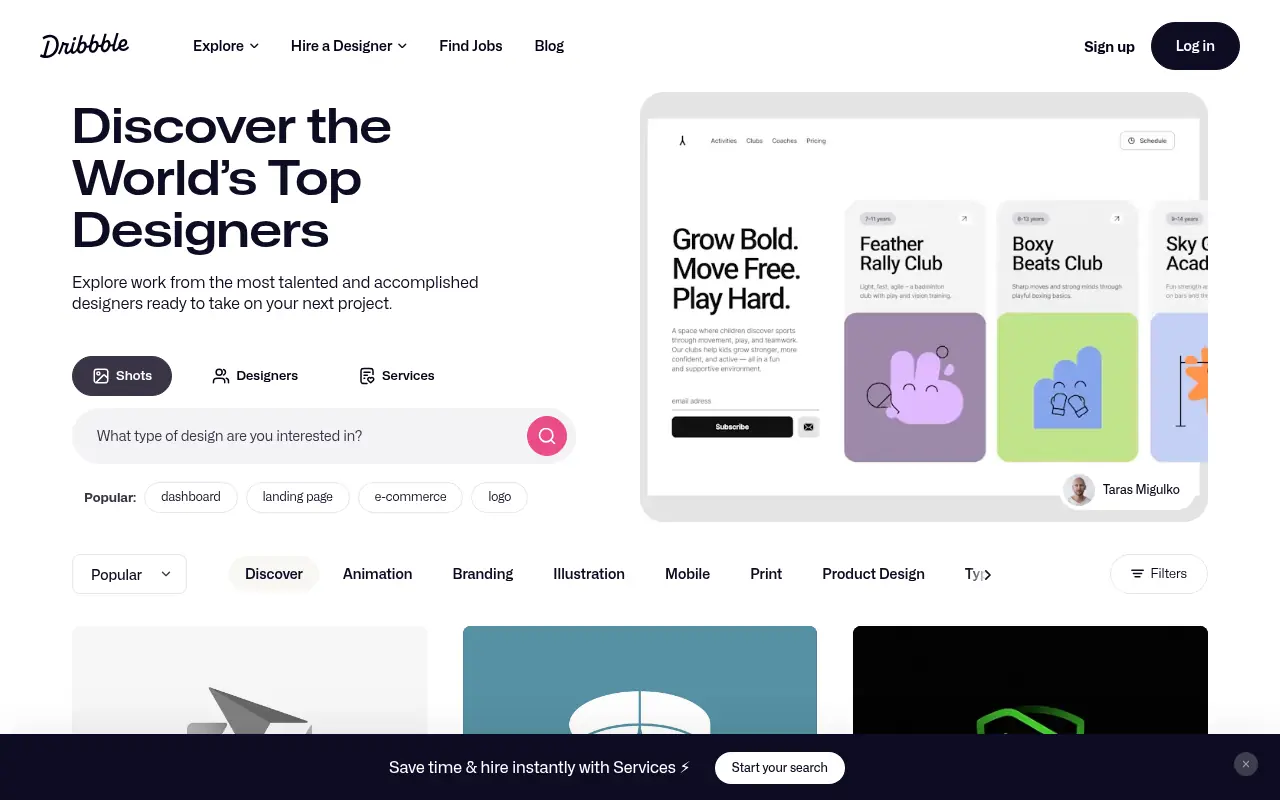 Dribbble screenshot