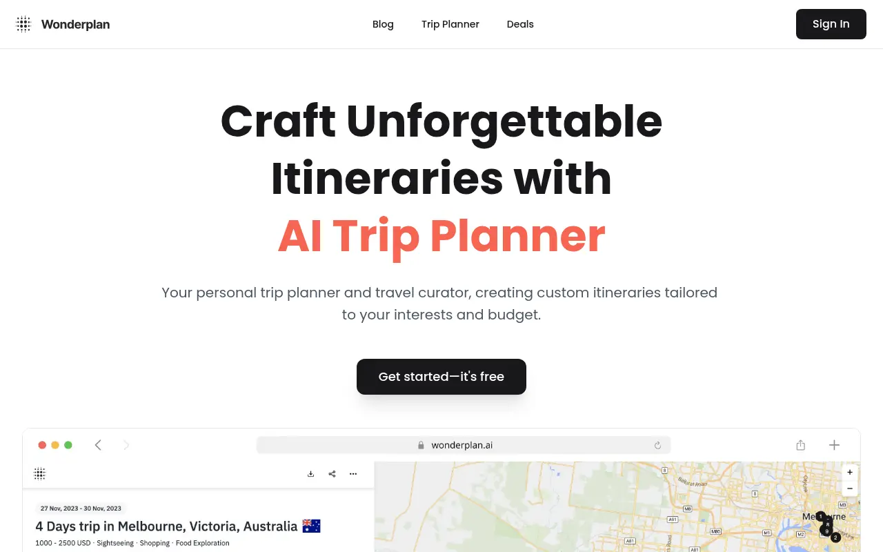 Wonderplan screenshot