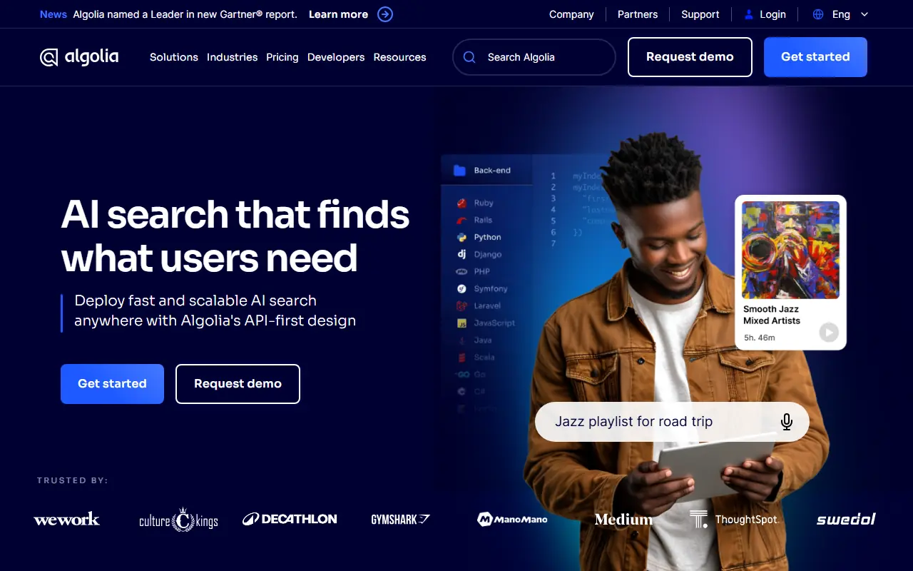 Algolia screenshot