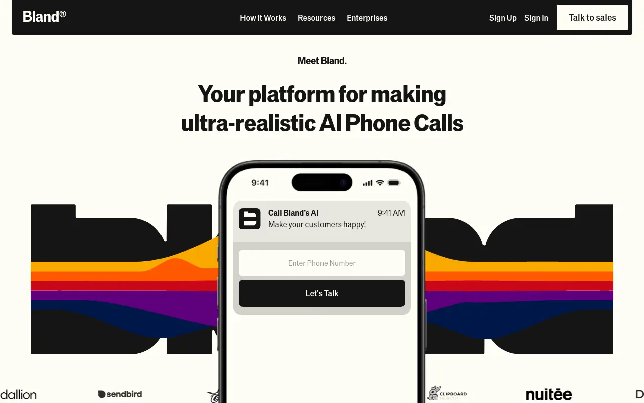 Bland AI screenshot