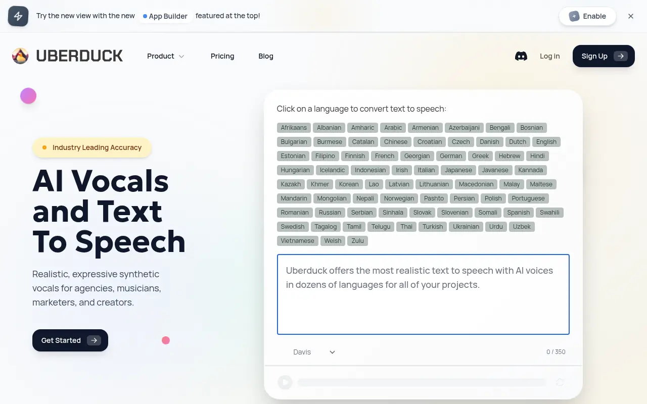 Uberduck screenshot