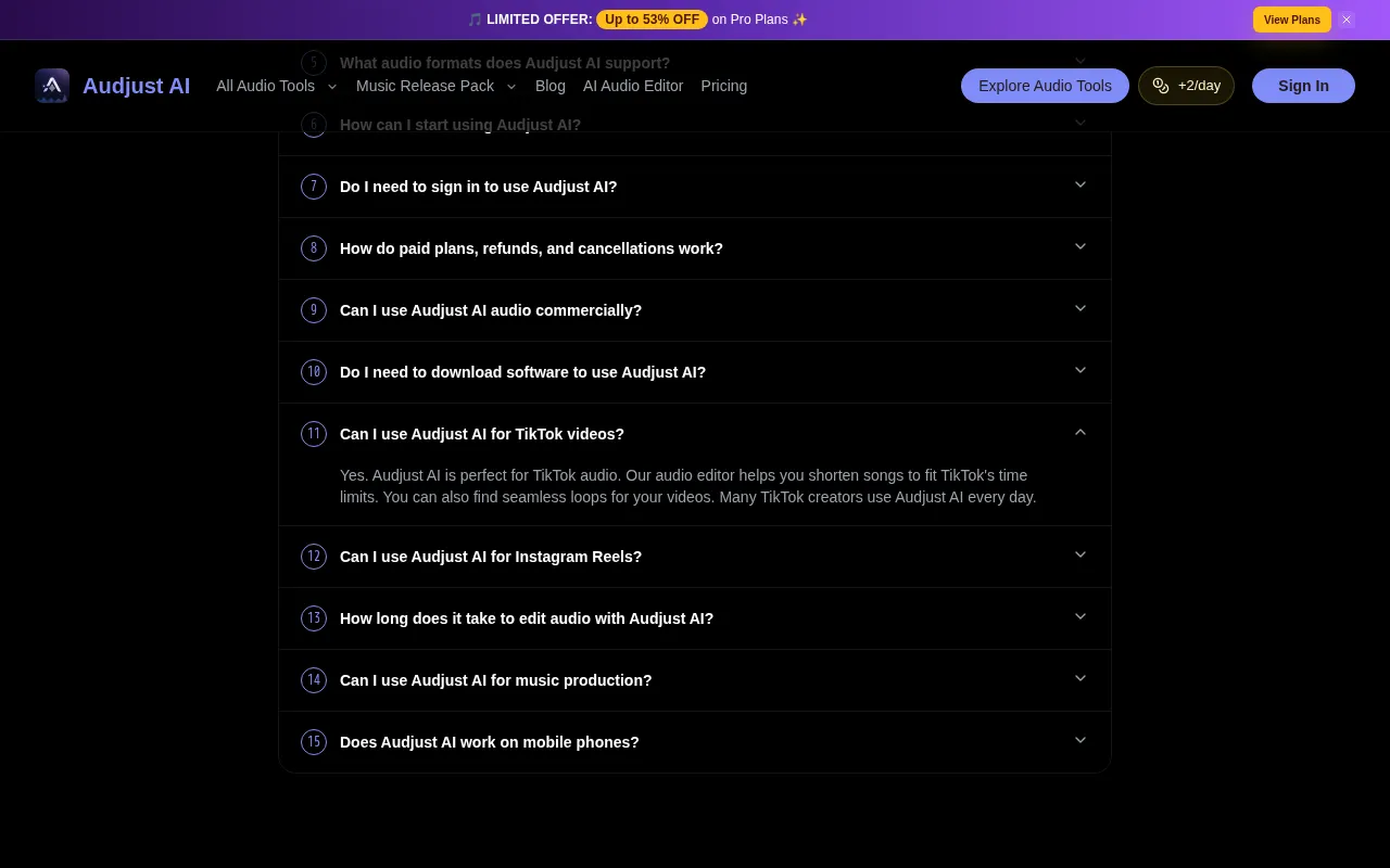 Audjust AI screenshot