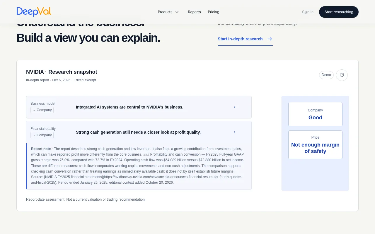 DeepVal screenshot