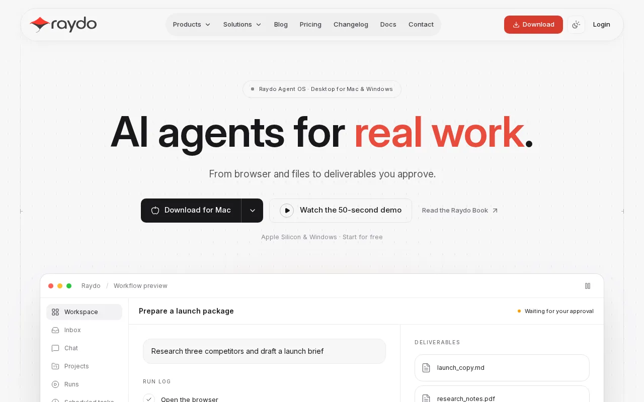 Raydo Agent OS screenshot